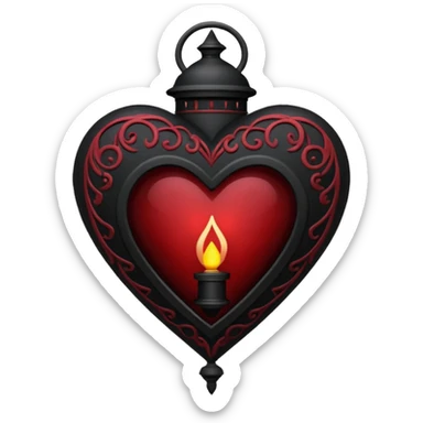 goth themed heart with a dark lantern sticker