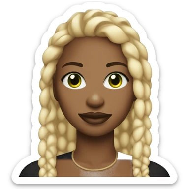 black woman blonde cornrows green almond eyes full lips sticker