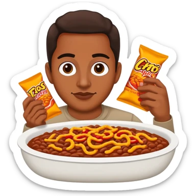 Ash Trevino with bean dip and hot cheetos  sticker