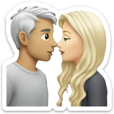 Blonde girl and grey hair white  boy kissing  sticker