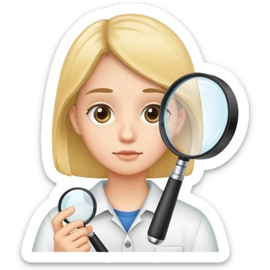 student with a magnifying glass sticker