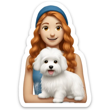 ginger girl with a coton de tulear sticker