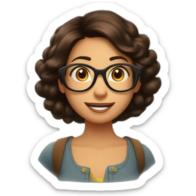 Póster Disney Pixar mujer morena pelo largo liso marrón con lentes sticker