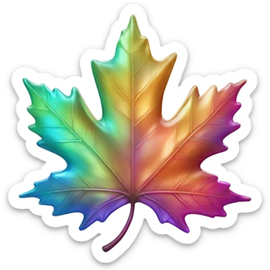 Shiny iridescent maple leaf  sticker