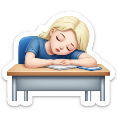 sleepy student on a school desk sticker