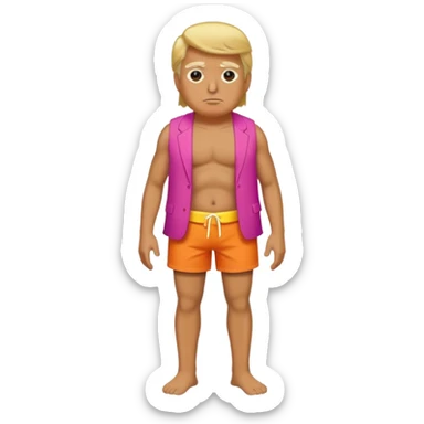 full body Trump standing in beach outfit sticker
