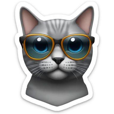 british short hair cat gray with sunglasses sticker
