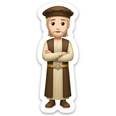fullbody Pharisee, arms crossed, leaning slightly, ancient Jewish attire, emoji style sticker