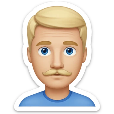 guy with blond hair, mustache, and blue eyes sticker