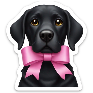 Black Lab dog with a pink bow sticker
