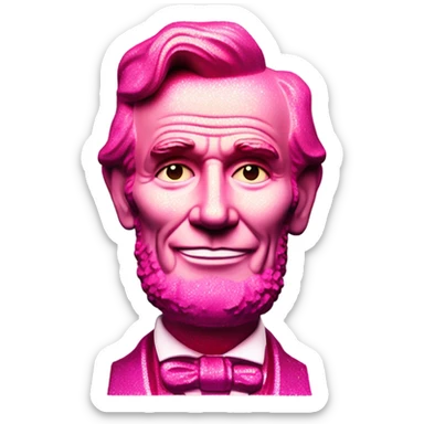 Pink ombre Abraham Lincoln statue smiling with glitter  sticker