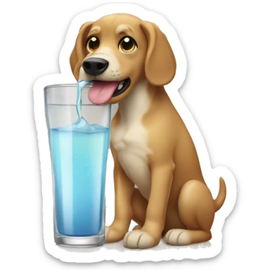 dog drinking out of a glas sticker