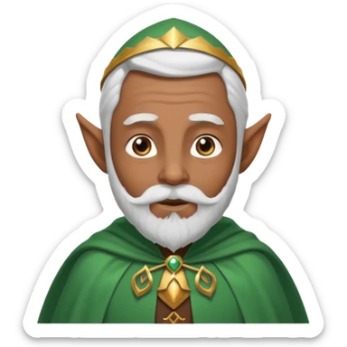 Wise elf with white beard, brown skin and cape sticker