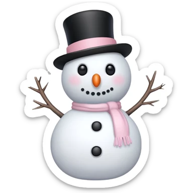 cute white and light pink snowman with black buttons sticker