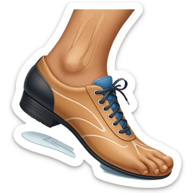 a shoe with a foot inside, stepping and showing a clear shoe print below. and leg with motion line







 sticker