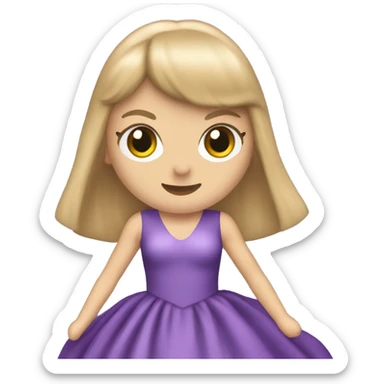 Taylor Swift performing in a long purple gown with straight blonde hair and bangs sticker