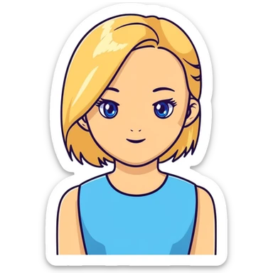 Blonde girl who cant speak and has blue eyes sticker