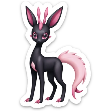 Black Dark Shiny Gothic Exotic Amaura-Salazzle-Aurorus-Sylveon-Fakémon-hybrid-creature (full body)  sticker