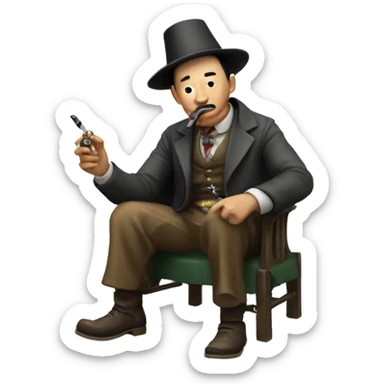 smoking pipe man mongolia gentlemen sticker