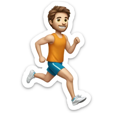 brown hair man running with sport cloths sticker