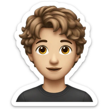 A 14 years old kid with cut brown hair with black eyes sticker