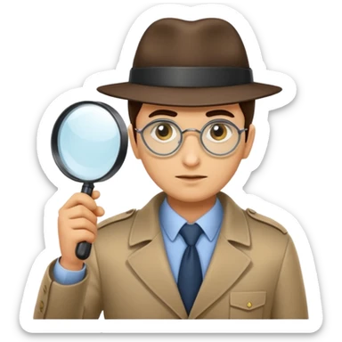 detective with magnifying glass, inspired by Agent Sai Srinivas Athreya, emoji style sticker
