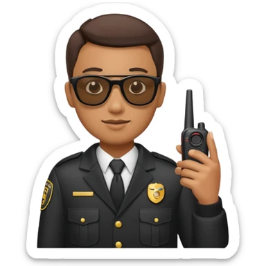 school security, sun glasses, holding walkie-talkie sticker