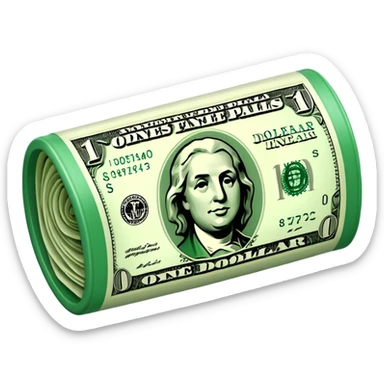 Money that is like a tube One dollar sticker