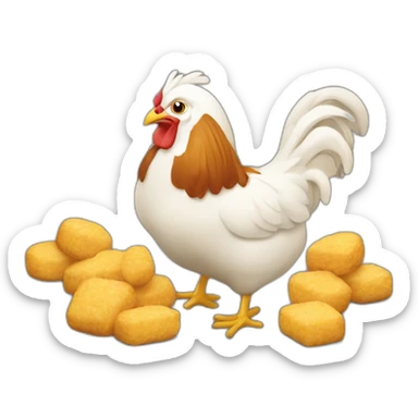 Poule qui mange des nuggets  sticker
