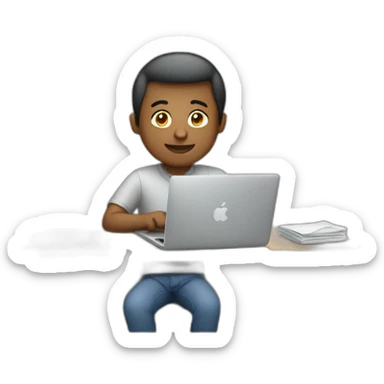 man working on macbook sticker
