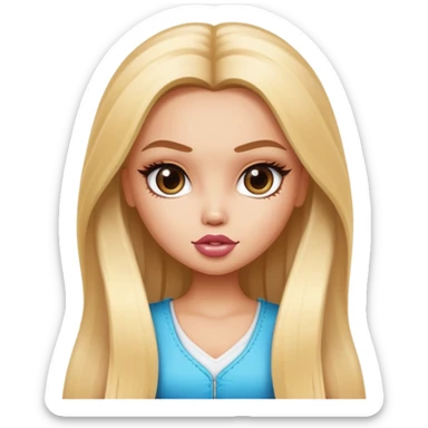 pretty bratz baddie, straight long hair, light skin, blonde hair sticker