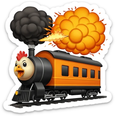 Chicken eating a train while exploding sticker