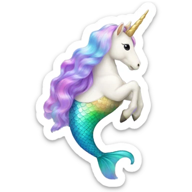 Unicorn with mermaid tail iridescent sticker