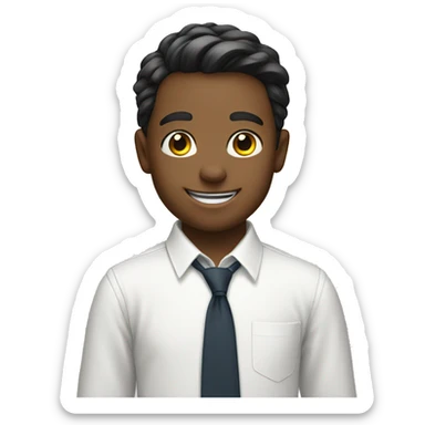 smiling boy in white shirt with tie sticker