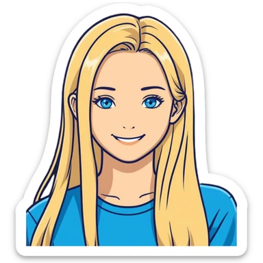 beautiful white girl with long straight blonde hair und blue eyes  sticker
