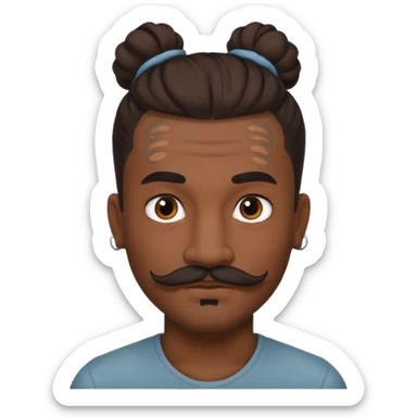 bun hair man and mustache and face tattoos very heavy sticker