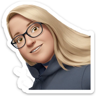 blonde girl with glasses and car sticker