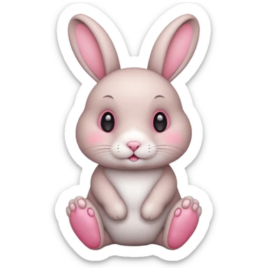 Rabbit in round shape with blushy pink cheeks and button eyes round feet and arms sticker
