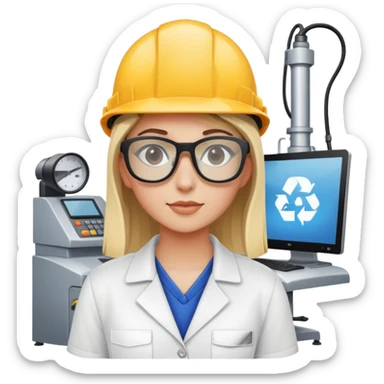 girl at the factory at the computer sticker