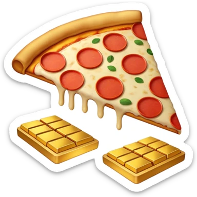 Pizza with gold bars sticker