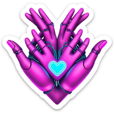 Neon cyberpunk style 
heart made of  hands sticker