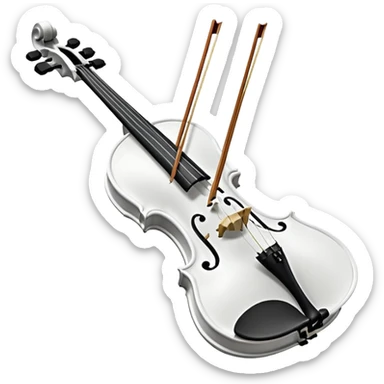 A pure white violin, sleek and elegant, animated style, soft glow, premium 3D-like shading, high resolution, minimalistic background, cheerful and visually appealing, perfect for Telegram emoji or sticker sticker