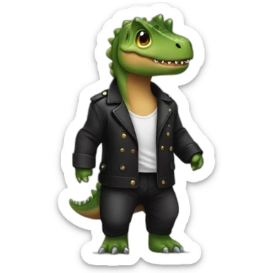 Dinossaur wearning a black jacket sticker