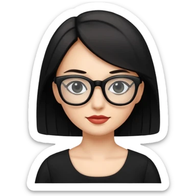 black glasses and black dresses woman sticker