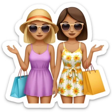 Two girls shopping on beach sticker