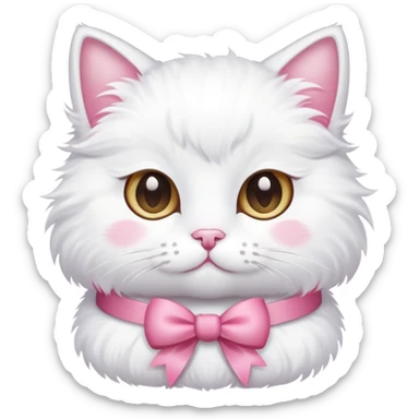 white cat with pink bow sticker