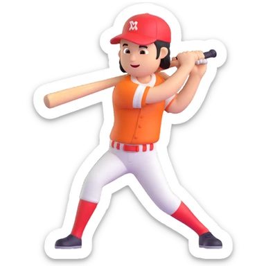 Make the baseball bat character all the same color and render it in a 3D style with no background. sticker