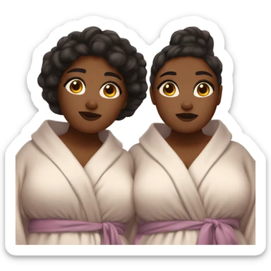 two plus size women in robes, cute. aesthetic sticker