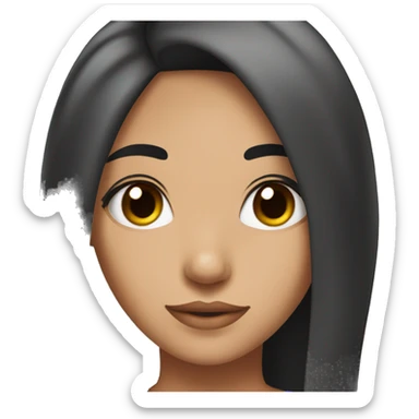 18 years old girl with straight black hair and brown sweet eyes sticker