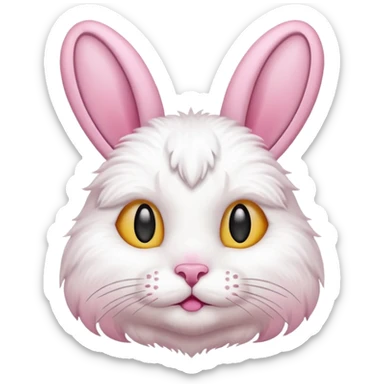 cat emoji with white bunny fur and pink bunny ears sticker